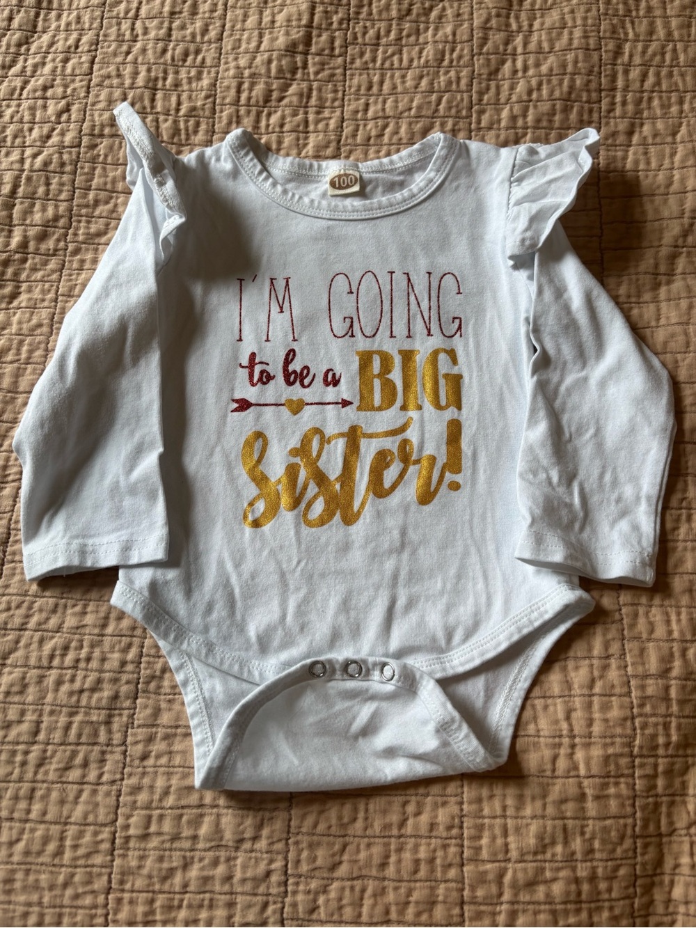 White Baby Bodysuit "I'm Going to Be a Big Sister!"